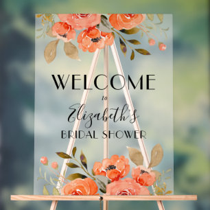Panneau En Acrylique Bienvenue à la fête prénuptiale aquarelle florale