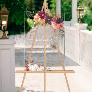 Panneau En Acrylique Bienvenue à la fête prénuptiale d'automne de citro