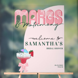 Panneau En Acrylique Bienvenue à la fête prénuptiale de Margs Matrimony