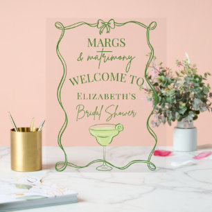 Panneau En Acrylique Bienvenue à la fête prénuptiale Green Margs et Mat