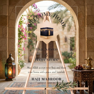 Panneau En Acrylique Bienvenue à la maison Hajj Moubarak Décor islamiqu