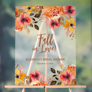 Panneau En Acrylique Bienvenue à la réception de mariage florale Tombez