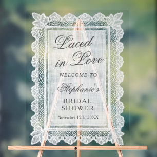 Panneau En Acrylique Bienvenue à la réception de mariage Laced in Love