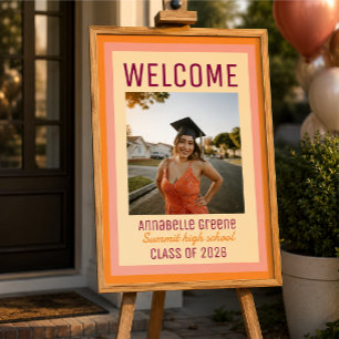 Panneau En Acrylique Bienvenue à la remise des diplômes personnalisée a