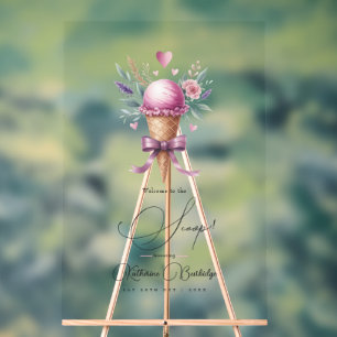 Panneau En Acrylique Bienvenue à la Soirée de Fiançailles Scoop Ice Cre