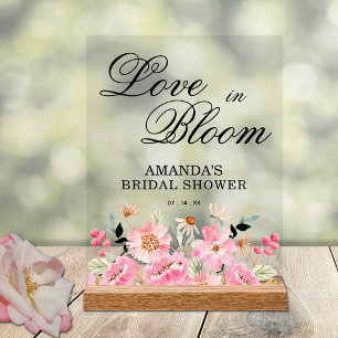 Panneau En Acrylique Bienvenue à la soirée de mariage Floral Rose