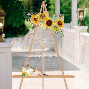 Panneau En Acrylique Bienvenue à la soirée de mariage Tombez amoureux