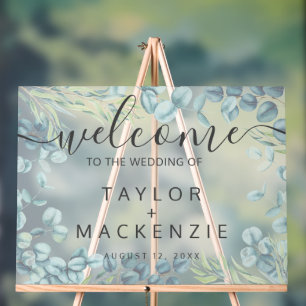 Panneau En Acrylique Bienvenue à l'eucalyptus personnalisé mariage