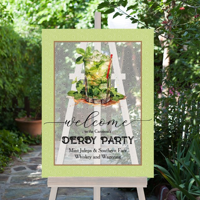 Panneau En Acrylique Bienvenue à Mint Julep Derby (Mint Julep Derby Party Acrylic Welcome Sign)
