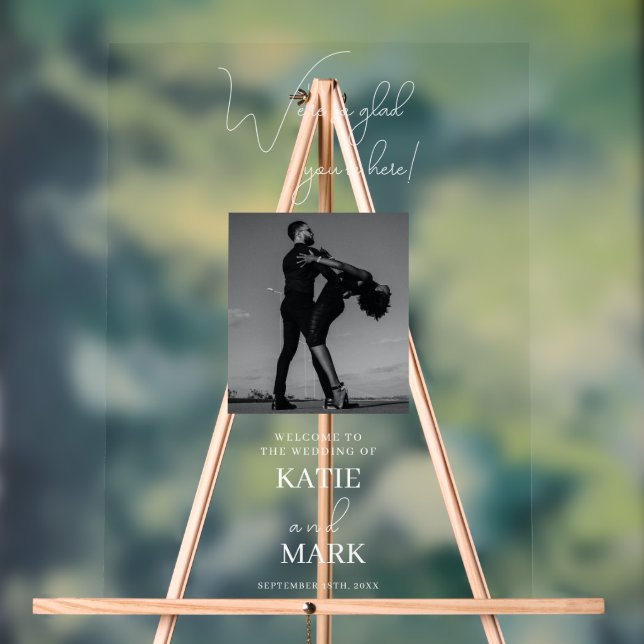 Panneau En Acrylique Bienvenue À Notre Bannière Photo Mariage Transpare (Neutre)