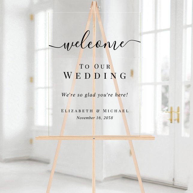 Panneau En Acrylique Bienvenue à notre mariage (Welcome To Our Wedding Acrylic Sign)