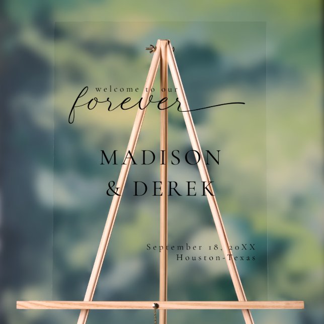 Panneau En Acrylique " BIENVENUE À NOTRE Mariage FOREVER " (Neutre)