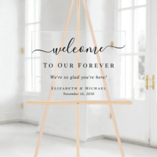 Panneau En Acrylique Bienvenue à notre mariage pour toujours