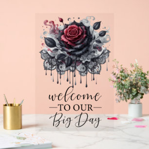 Panneau En Acrylique Bienvenue À Notre Rose Gothique Noir Big Day