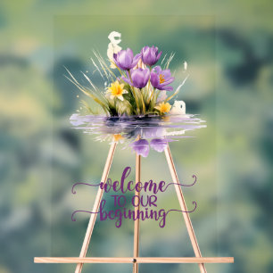 Panneau En Acrylique Bienvenue À Notre Signe Acrylique Mariage Débutant