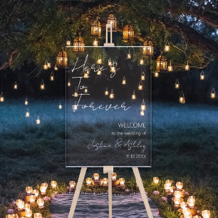 Panneau En Acrylique Bienvenue à To Forever Elegant Mariage blanc