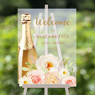 Panneau En Acrylique Bienvenue à une Baby Shower Rose Aquarelle
