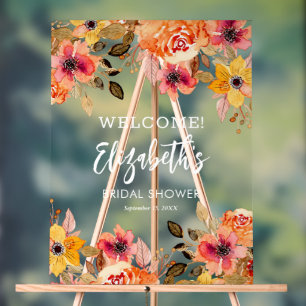 Panneau En Acrylique Bienvenue à une élégante douche nuptiale Floral Au