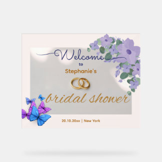 Panneau En Acrylique Bienvenue acrylique pour la douche de mariage flor