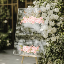Bienvenue au Couronne de Fleurs Rose Pâle en Or po