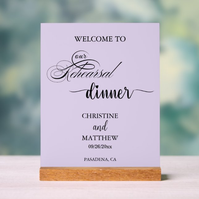 Panneau En Acrylique Bienvenue au dîner de répétition Elegant Script Vi (Neutre)
