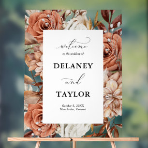 Panneau En Acrylique Bienvenue au mariage automnal rustique floral enca