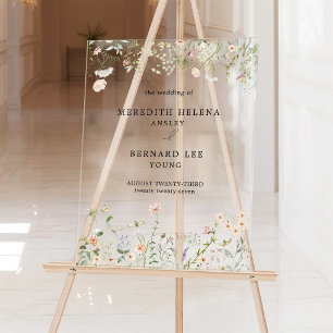 Panneau En Acrylique Bienvenue au mariage aux fleurs sauvages rustiques