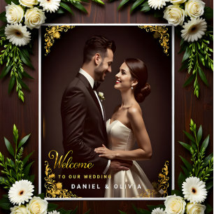 Panneau En Acrylique Bienvenue au mariage avec photo personnalisée
