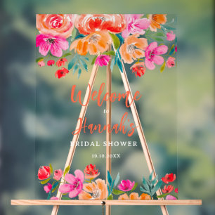 Panneau En Acrylique Bienvenue au mariage bohème orange floral sauvage