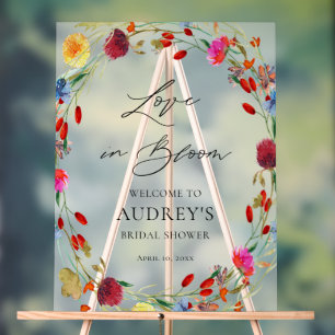 Panneau En Acrylique Bienvenue au mariage champêtre Love in Bloom