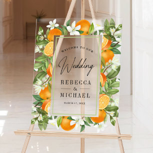 Panneau En Acrylique Bienvenue au mariage Citrus Orange Tangerine