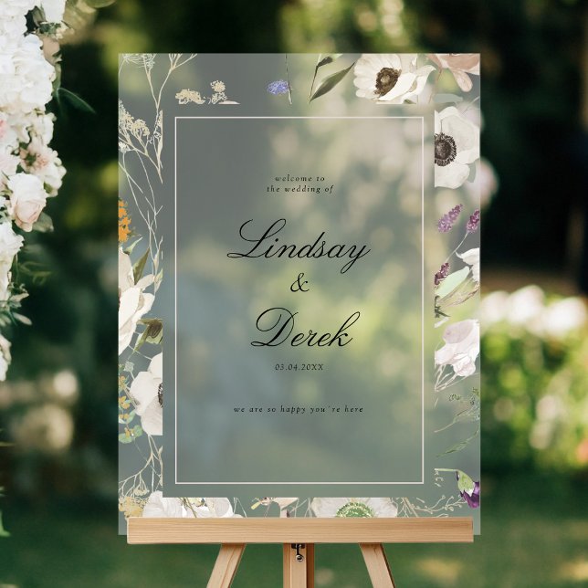 Panneau En Acrylique Bienvenue au Mariage de Printemps Moderne (Modern Spring Wedding Welcome Acrylic Sign)