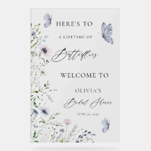 Panneau En Acrylique Bienvenue au mariage papillons pour la vie 