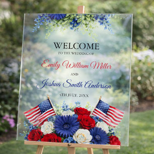 Panneau En Acrylique Bienvenue au mariage patriotique du 14 juillet