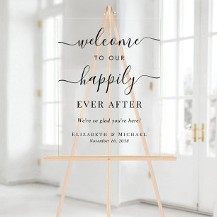 Panneau En Acrylique Bienvenue au Mariage pour le Meilleur