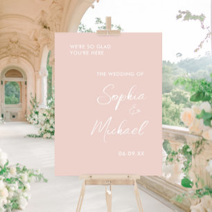 Panneau En Acrylique Bienvenue au mariage rose vert Blush