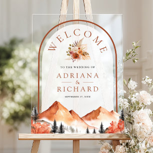 Panneau En Acrylique Bienvenue au mariage sous l'arche de la forêt de m