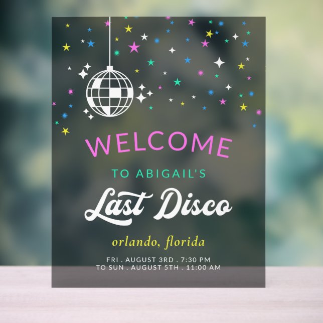 Panneau En Acrylique Bienvenue au week-end de Bachelorette Disco Ball (Neutre)