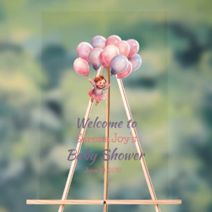 Panneau En Acrylique Bienvenue Baby Girl Douche Ballons