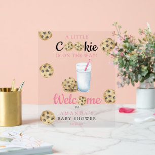 Panneau En Acrylique Bienvenue Bébé Fête de Gâteau et Lait