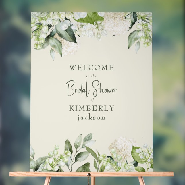 Panneau En Acrylique Bienvenue Crème de Mariée Fleur d'Hydrangea Blanch (Neutre)