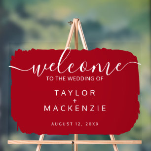 Panneau En Acrylique Bienvenue dans le rouge personnalisé mariage