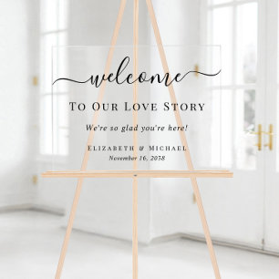 Panneau En Acrylique Bienvenue dans notre histoire d'amour de mariage