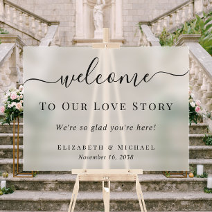 Panneau En Acrylique Bienvenue Dans Notre Histoire D'amour Mariage givr