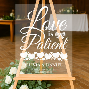 Panneau En Acrylique Bienvenue de mariage Amour est Patient