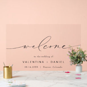 Panneau En Acrylique Bienvenue du Mariage de script élégant de VALENTIN