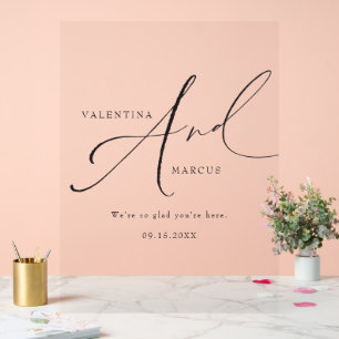 Panneau En Acrylique Bienvenue du Mariage de script élégant de VALENTIN