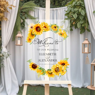 Panneau En Acrylique Bienvenue du Mariage géométrique tournesol