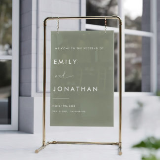 Panneau En Acrylique Bienvenue du Mariage Sage Green