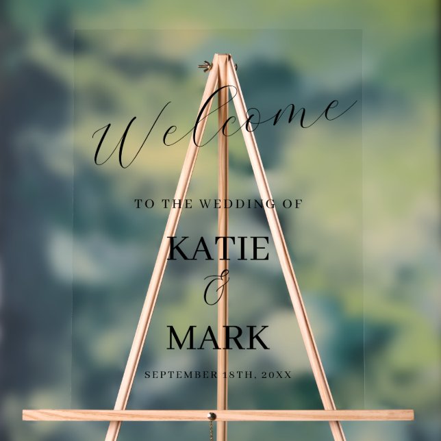 Panneau En Acrylique Bienvenue Élégant À Notre Signe Mariage (Neutre)